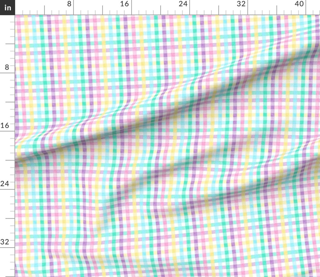 Easter Plaid Spring Egg Colors Gingham Check Pastel Rainbow Custom Printed Fabric by Spoonflower Various Fabrics by the Yard or Fat Quarter